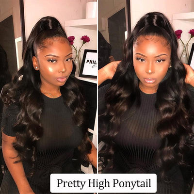 10A Mink Brazilian Virgin Hair Body Wave 3 Bundles Unprocessed Remy Human Hair Weave Extensions-high ponytail show