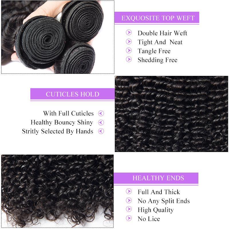 Modern Show 10A Unprocessed Indian Virgin Remy Human Hair Weave Curly Hair 3 Bundles With Lace Closure-curly hair texture