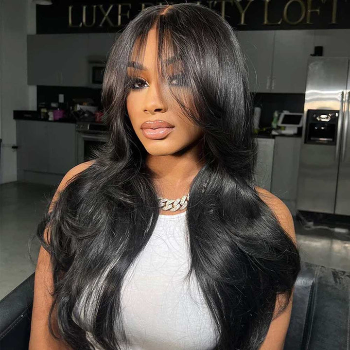 Long Straight Human Hair Wig with Curtain Bangs, Glueless, Lightweight Amazon.com : Beauty Forever Pre Everything Glueless Front  main image 3