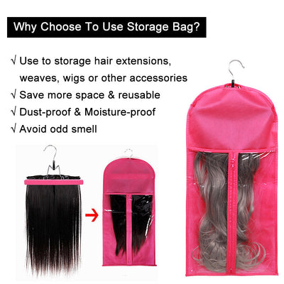 Hair Extension Storage Bag With Hanger Dust-proof Portable Suit With Zip For Wigs And Hairpieces