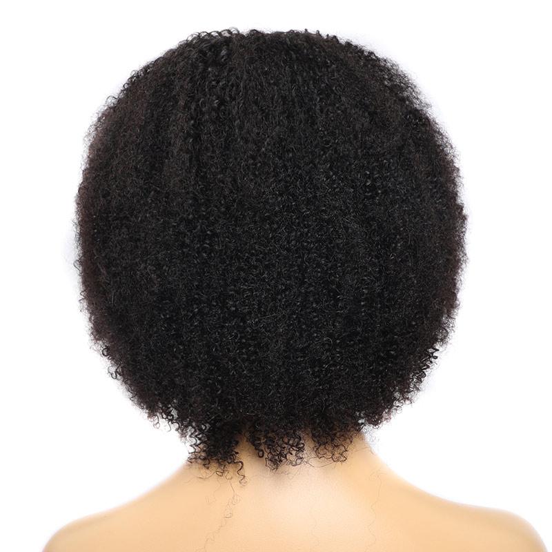 Modern Show Short Glueless Human Hair Wig With Bangs Affordable Afro Kinky Curly Wigs For Women