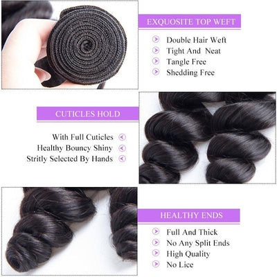 Modern Show Modern Show 10A Brazilian Loose Wave Virgin Human Hair 4 Bundles With 4x4 Lace Closure-loose wave hair texture