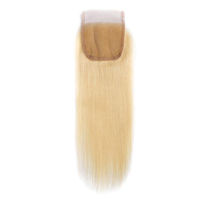 Modern Show 613 Blonde Bundles With Closure Straight Human Hair Brazilian Hair Weave Bundles With Closure Free Part lace closure