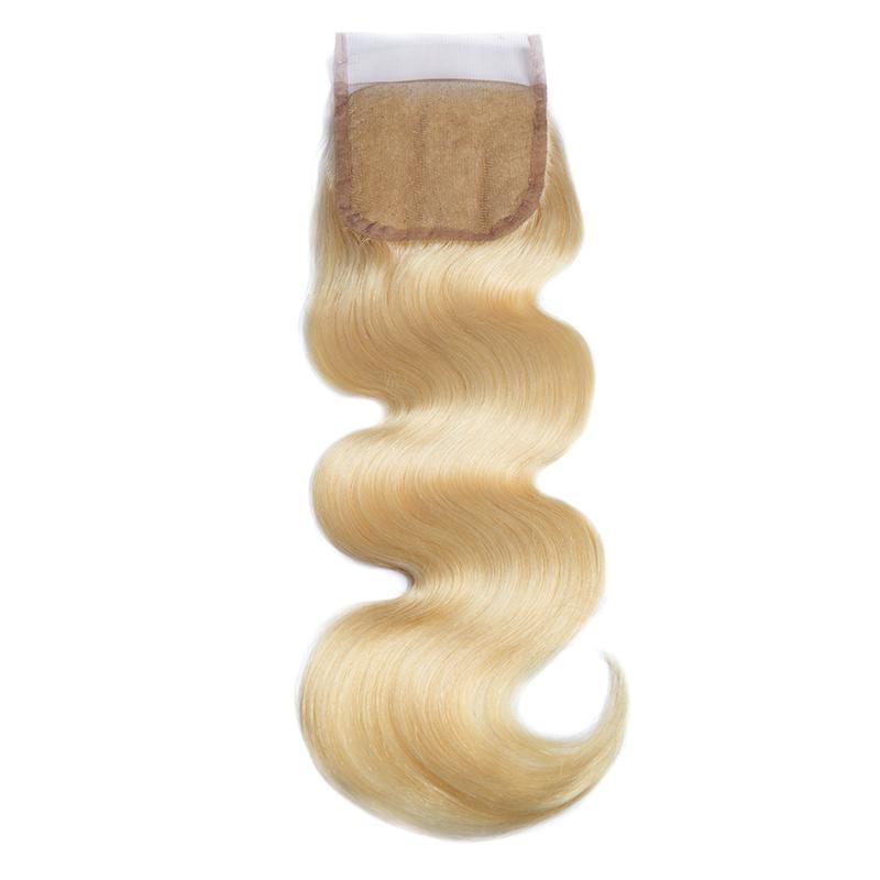 Modern Show 613 Blonde Peruvian Human Hair 4x4 Body Wave Lace Closure With Baby Hair Free Part 10-20 Inch
