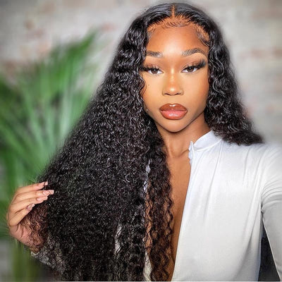 Modern Show Brazilian Deep Curly Human Hair Wigs Pre Plucked Invisible 13x4 Lace Front Wigs With Baby Hair