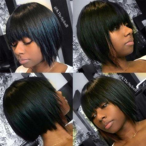 Modern Show Glueless Straight Human Hair Wigs Brazilian Short Bob Wig With Bangs