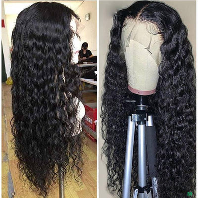 Brazilian Water Wave Remy Human Hair Wig Pre Plucked Lace Front Wigs With Baby Hair