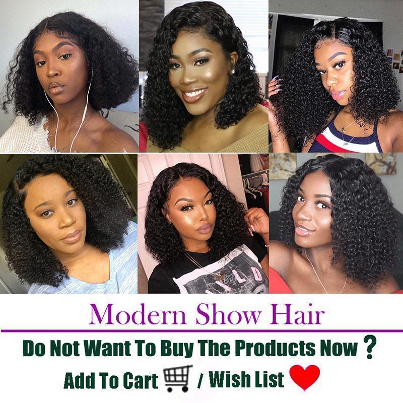 Modern Show Hair Raw Indian Curly Bob Wigs Remy Human Hair 13x4 Short Lace Font Wigs For Women-customer show