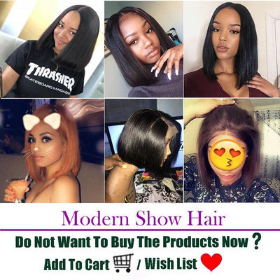 Modern show hair 150 Density Peruvian Remy Straight Short Bob Wig Glueless Lace Front Human Hair Wigs With Baby Hair-customer show