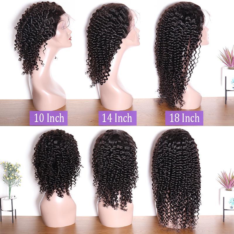 150 Density Malaysian Virgin Curly Hair Lace Front Wigs Remy Human Hair Half Lace Wigs For Sale length show