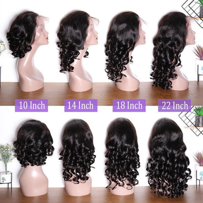 150 Density Loose Wave Lace Wigs Indian Remy Human Hair Lace Front Wigs For Black Women length show