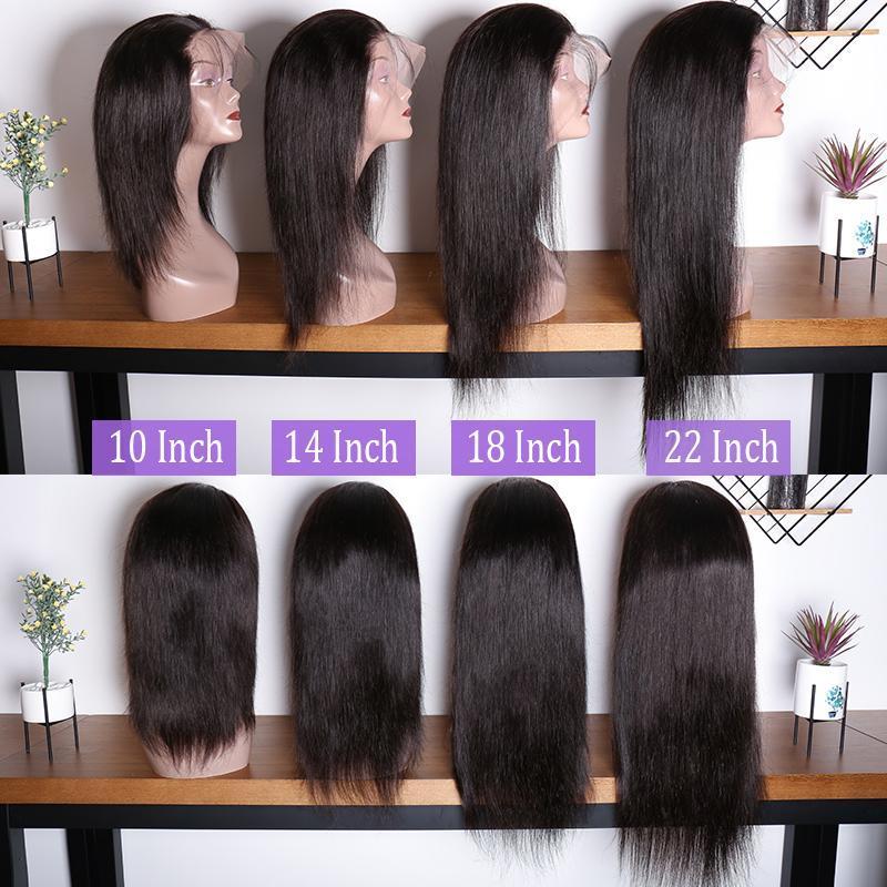 150 Density Brazilian Virgin Remy Straight Human Hair Lace Front Wigs For Black Women On Sale-length show