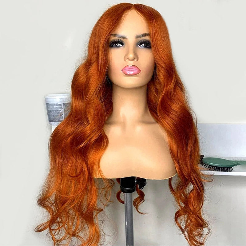 Long Orange Ginger Human Hair Body Wave Lace Wigs – Modern
