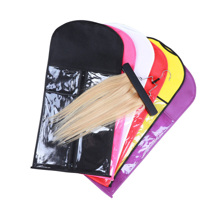 Hair Extension Storage Bag With Hanger Dust-proof Portable Suit With Zip For Wigs And Hairpieces