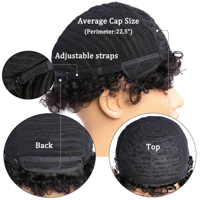 Modern Show Short Haircuts Fummy Curly Hair Wigs 100 Real Human Hair Machine Made Wig
