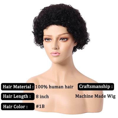 Modern Show Short Haircuts Fummy Curly Hair Wigs 100 Real Human Hair Machine Made Wig
