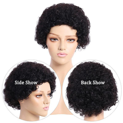 Modern Show Short Haircuts Fummy Curly Hair Wigs 100 Real Human Hair Machine Made Wig