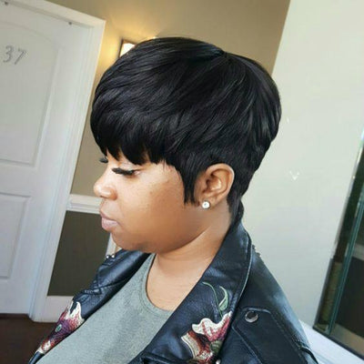 Short Pixe Cut Wig Malaysian Straight Human Hair Wigs Full Machine Made Wig