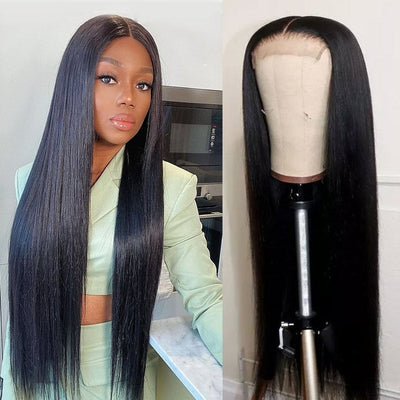 12-30 Inch Long Straight 4x4 Lace Closure Wig Malaysian Human Hair Wigs For Sale
