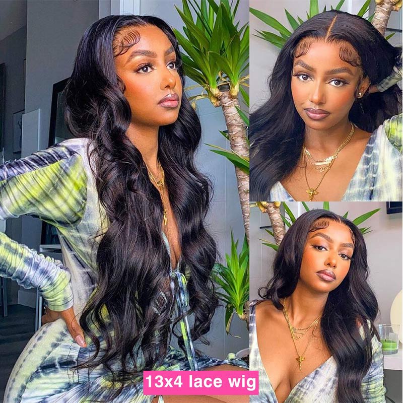 13X4 HD Transparent Lace Front Human Hair Wigs Black Body  display picture 3