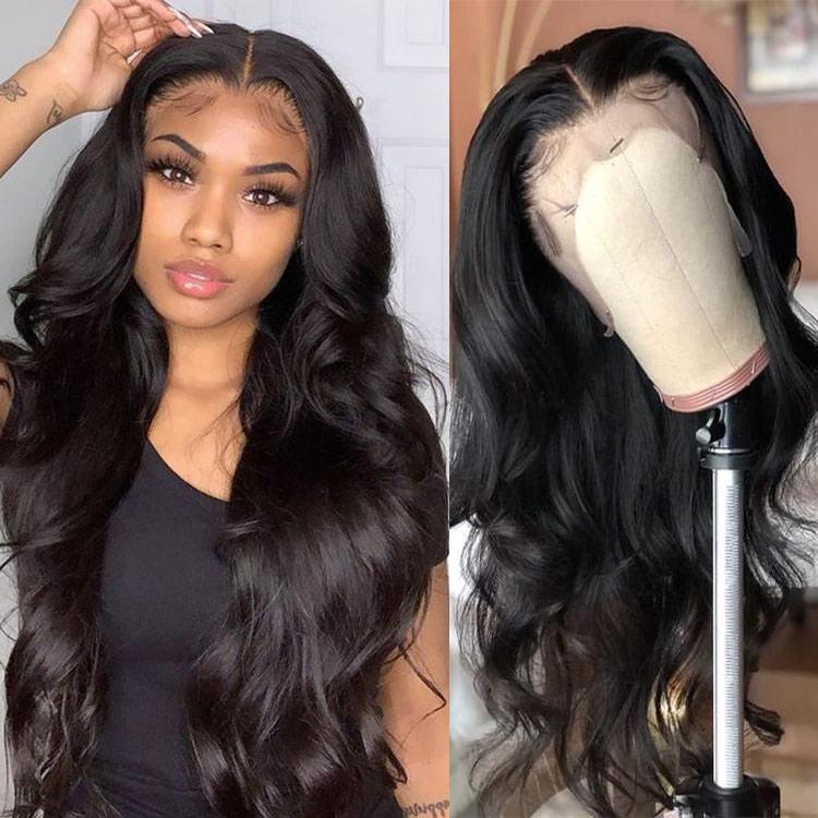 150 Density Unprocessed Virgin Brazilian Body Wave Lace Front Human Hair Wigs For Black Women
