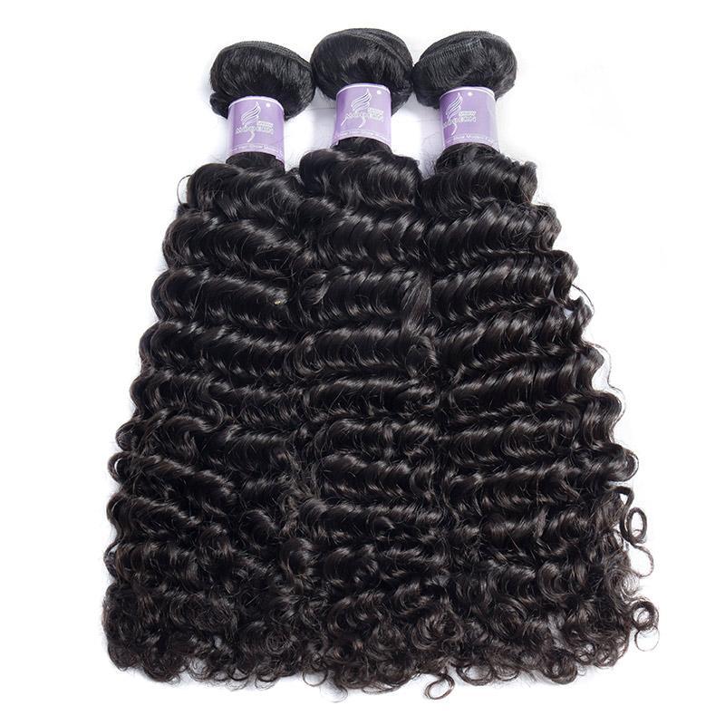 Modern Show Unprocessed Brazilian Curly Virgin Hair 3 Bundles Deep Wave Curly Weave Human Hair