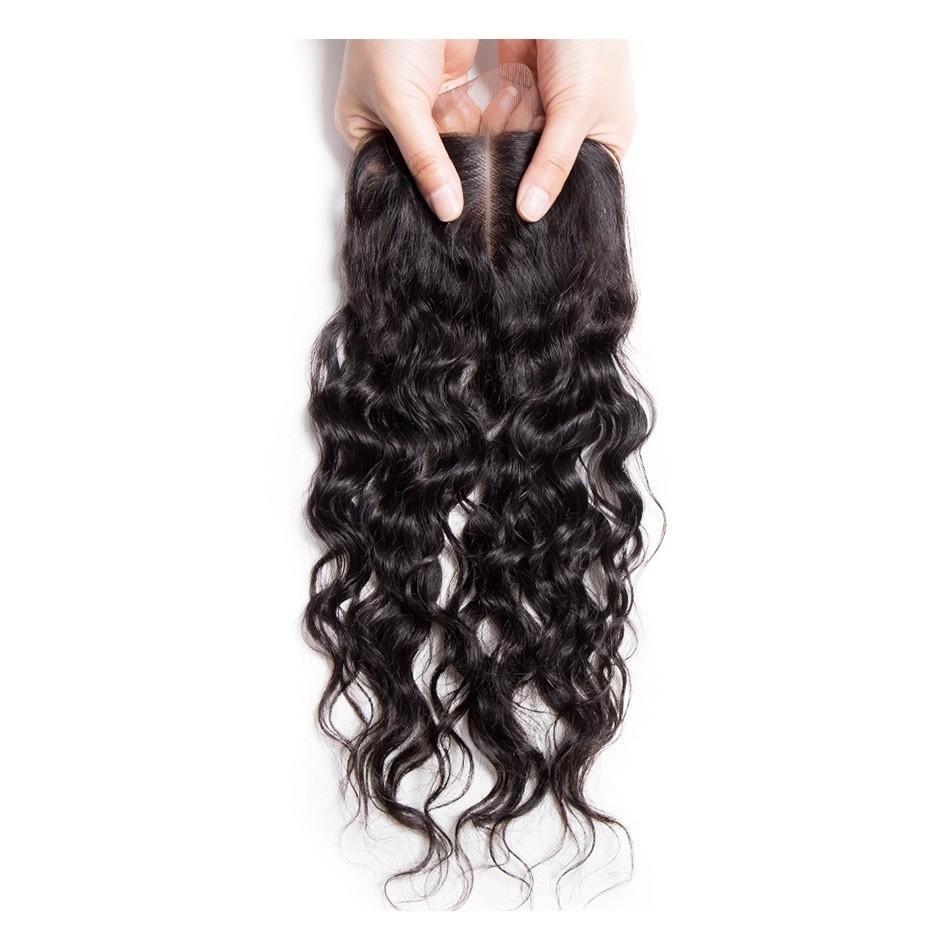 Modern Show Brazilian Water Wave Closure Swiss Lace Closure With Baby Hair Wet And Wavy Human Hair