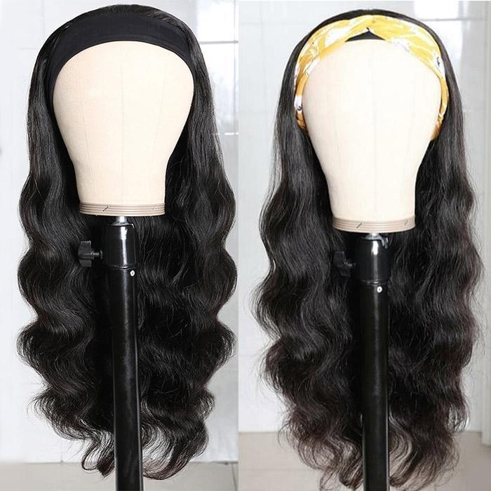Headband Wig | Modern Show Glueless Remy Human Hair Wig Straight/Wavy/Curly Hair Machine 