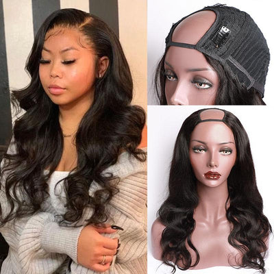 Modern Show U Part Wig | Brazilian Body Wave Human Hair Wigs U Part Wigs Natural Black Color 150% Density