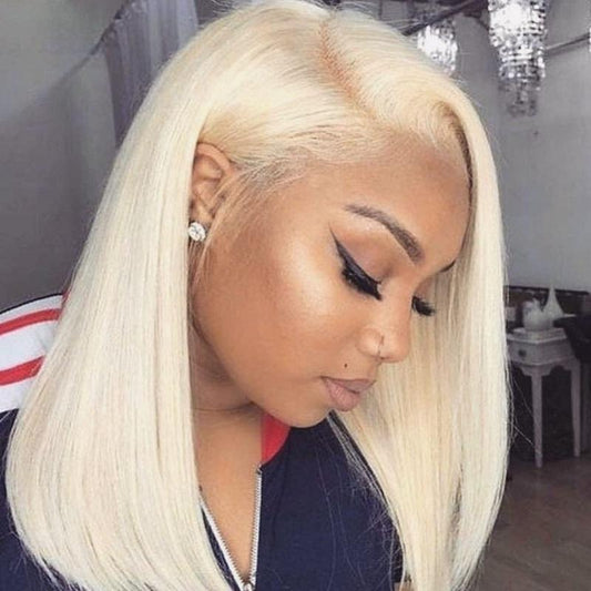 Modern Show Hair 150 Density Short Bob Wig Brazilian Straight Remy Human Hair 613 Blonde Lace Front Wigs For Women On Sale