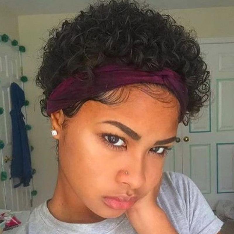 Modern Show Short Haircuts Fummy Curly Hair Wigs 100 Real Human Hair Machine Made Wig