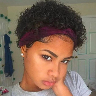 Modern Show Short Haircuts Fummy Curly Hair Wigs 100 Real Human Hair Machine Made Wig