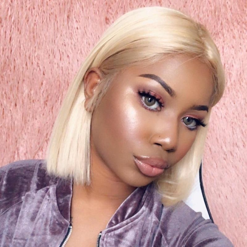 150 Density Malaysian Straight 613 Bob Wig Real Human Hair Blonde Lace Front Wigs For Sale