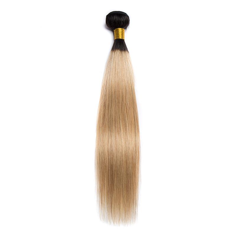 Modern Show Ombre 1b/27 Middle Golden Color Human Hair Bundles Brazilian Straight Weave Remy Hair Extensions 1Pcs
