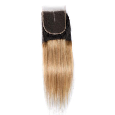 Modern Show Ombre 1b/27 Color Straight Lace Closure Remy Human Hair Middle Golden 4x4 Swiss Lace Closure With Baby Hair