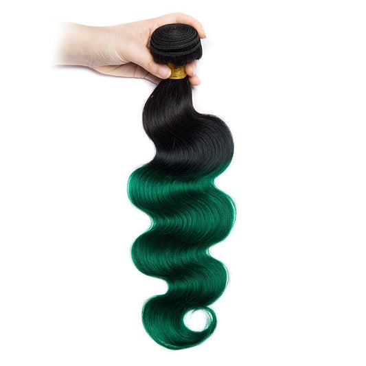 Modern Show Ombre Body Wave Hair 1 Bundle 1b/Green Color Human Hair Weave Brazilian Remy Hair Weft Extensions