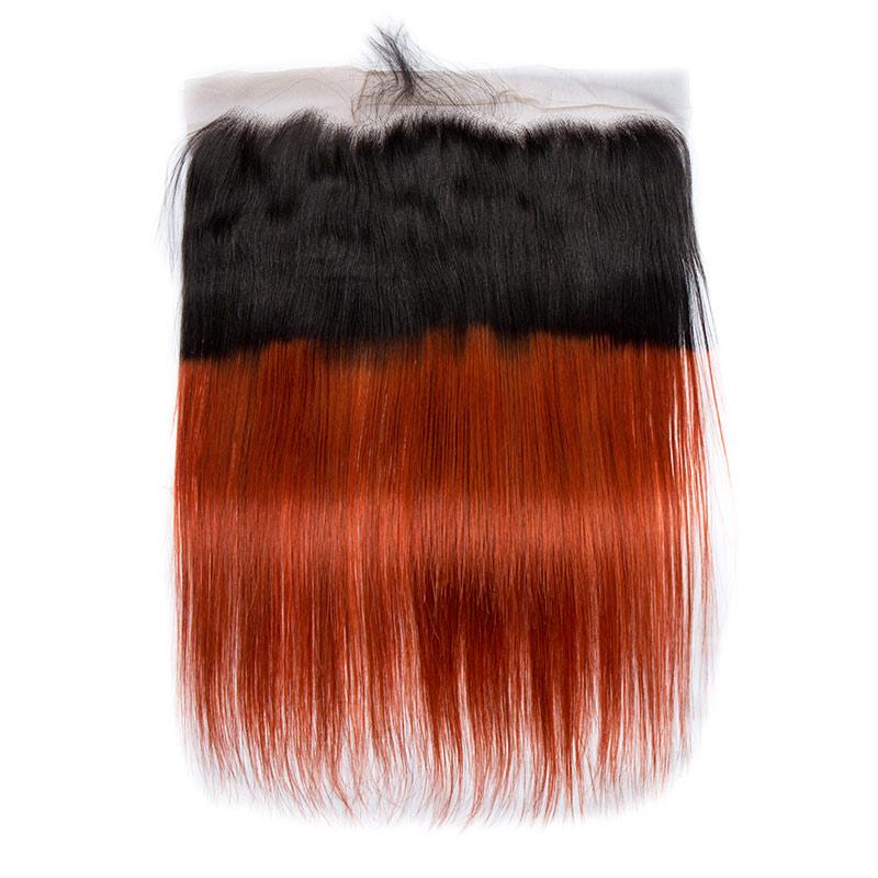 Modern Show 1B/350 Orange Ombre Color Straight Hair Lace Frontal Closure Human Hair Pre Plucked 13x4 Lace Frontal With Baby Hair