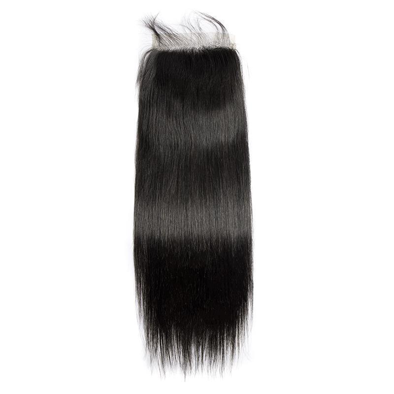 Modern Show Peruvian Straight Remy Human Hair 5x5 Lace Closure Free Part Pre Plucked With Baby Hair