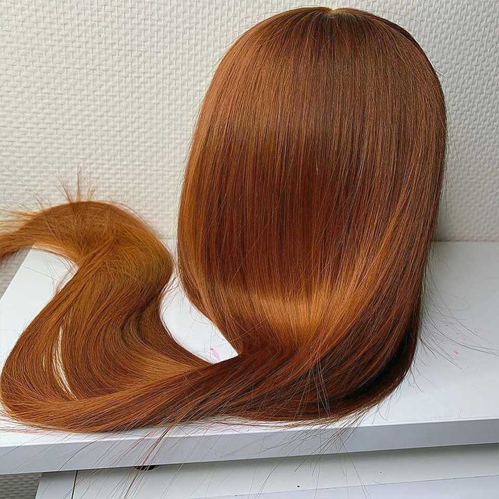 Modern Show Ginger Blonde Human Hair Wigs Straight Hair Transparent Lace Wigs For Women