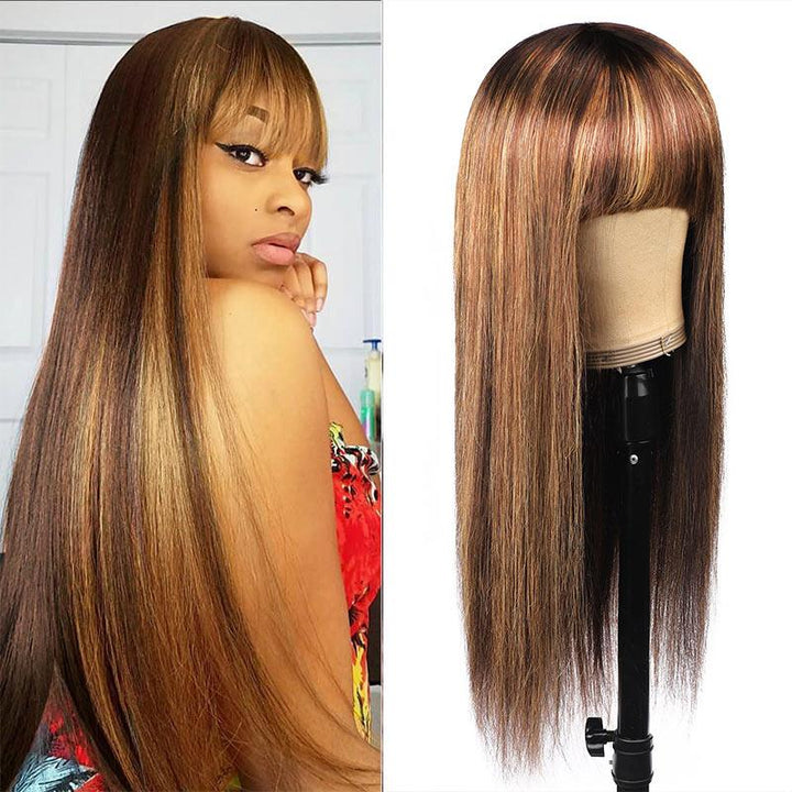 Back In Stock - Human hair Wig Long strawberry blonde bangs 2020 Amazon.com : OUFEI Long Wavy Strawberry Blonde Wigs for  main image 3