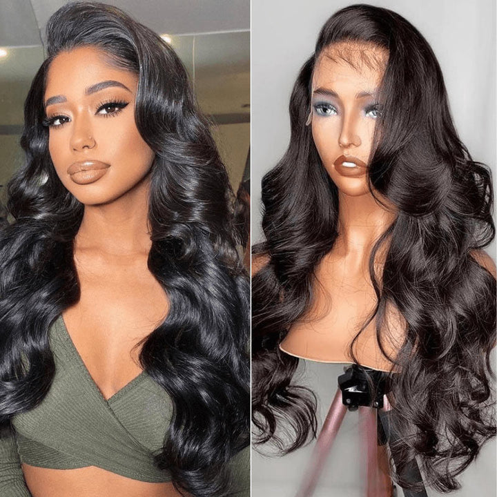 13X4 HD Transparent Lace Front Human Hair Wigs Black Body  display picture 2