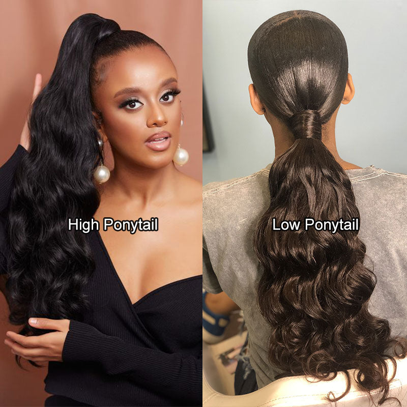 Ponytail Hair Extensions 90 Grams Body Wave Velcro Ponytail