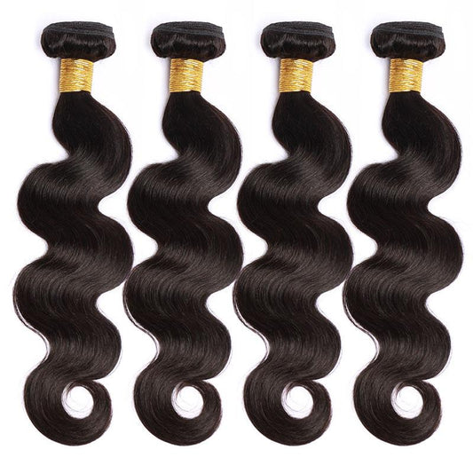 Modern Show Long Brazilian Body Wave Human Hair 4 Bundles Natural Black Color Wavy Hair Weave