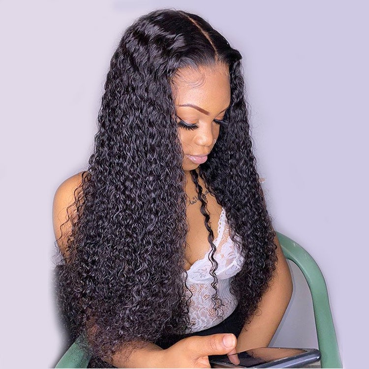 150 Density Mink Brazilian Curly Wigs Remy Human Hair 13x6 Transparent Lace Front Wigs For Sale