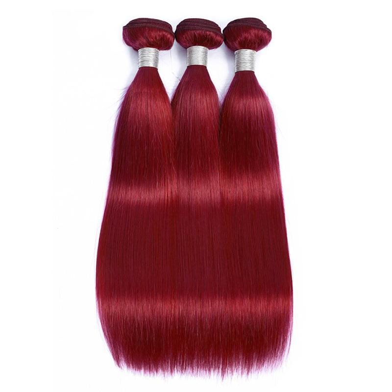 Modern Show Long Straight Burgundy Colored Hair Bundles Dark Red Human Hair Brazilian Weave 3Pcs/lot