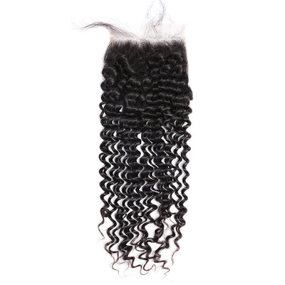 Modern SHow Curly 5x5 Invisible Swiss Lace Closure Free Part With Baby Hair Remy Deep Wave Human Hair