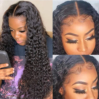 Modern Show High Density Deep Wave 5x5 HD Lace Closure Wig Long Black Curly Human Hair Glueless Wigs For Women