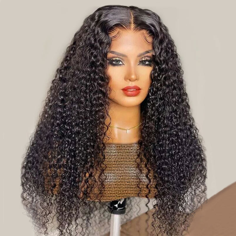 Modern Show High Density Deep Wave 5x5 HD Lace Closure Wig Long Black Curly Human Hair Glueless Wigs For Women