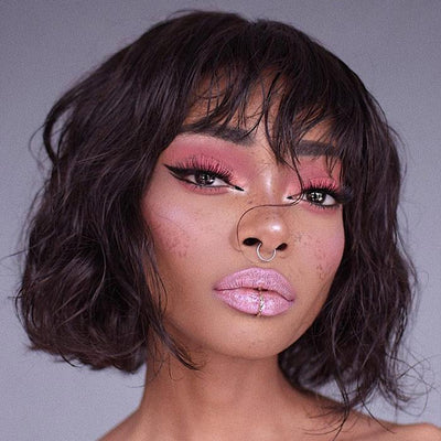 Modern Show Short Loose Wave Bob Wig With Bangs Glueless Machine Made Human Hair Wigs