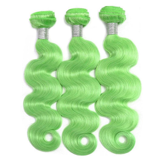 Modern Show Long Wavy Green Color Hair Bundles Brazilian Body Wave Human Hair Weave 3Pcs/lot